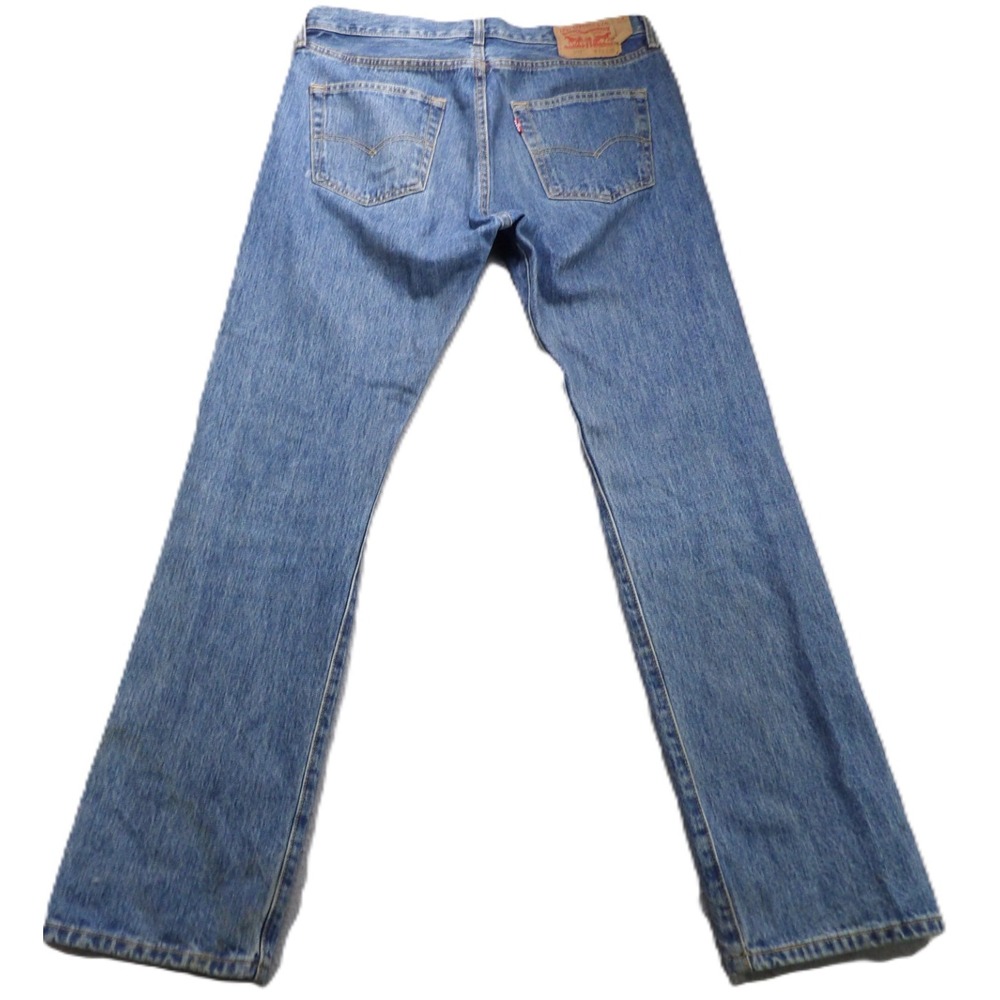Levis 501 Original Fit Jeans Men 33x32 Blue Cotton Straight Leg Button Fly Denin